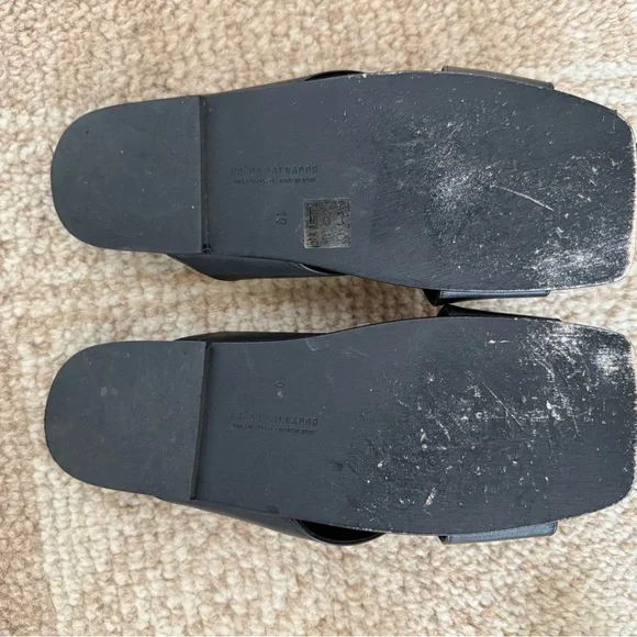 Freda Salvador Black Leather Slide Sandals - Size 10 - Picture 5 of 5